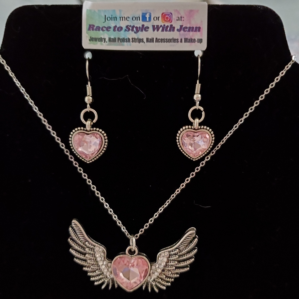 Winged Heart Necklace & Earrings